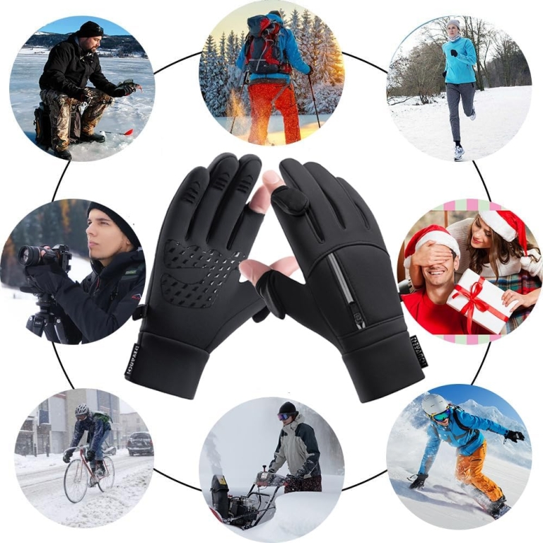 weiatas Winter Fingerless Gloves for Men Women Touch Screen, Cold Weather Thermal Sport Gloves for Fishing Running Cycling Driving Hiking, Warm Windproof Work Gloves - Image 5